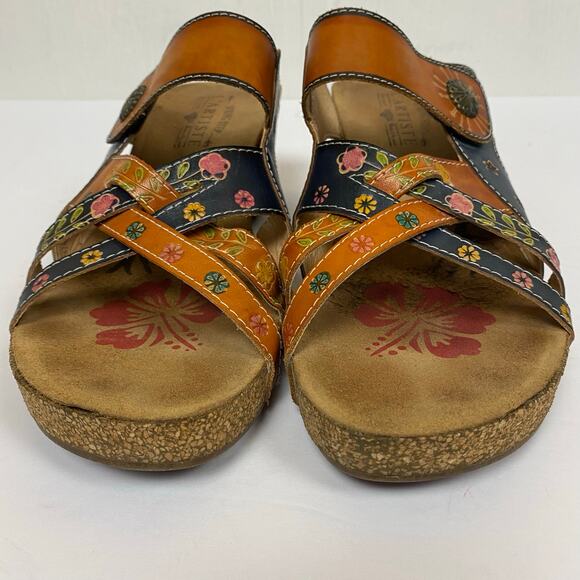 L'Artiste By Spring Step Jadora Leather Wedge Sandals Boho Artsy Size 10.5-11 - Picture 2 of 12